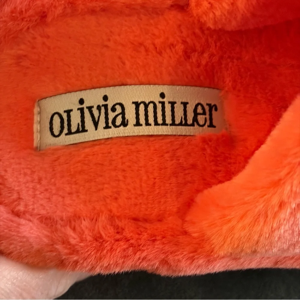 Olivia Miller Fuzzy Platform Slides Orange Size 7